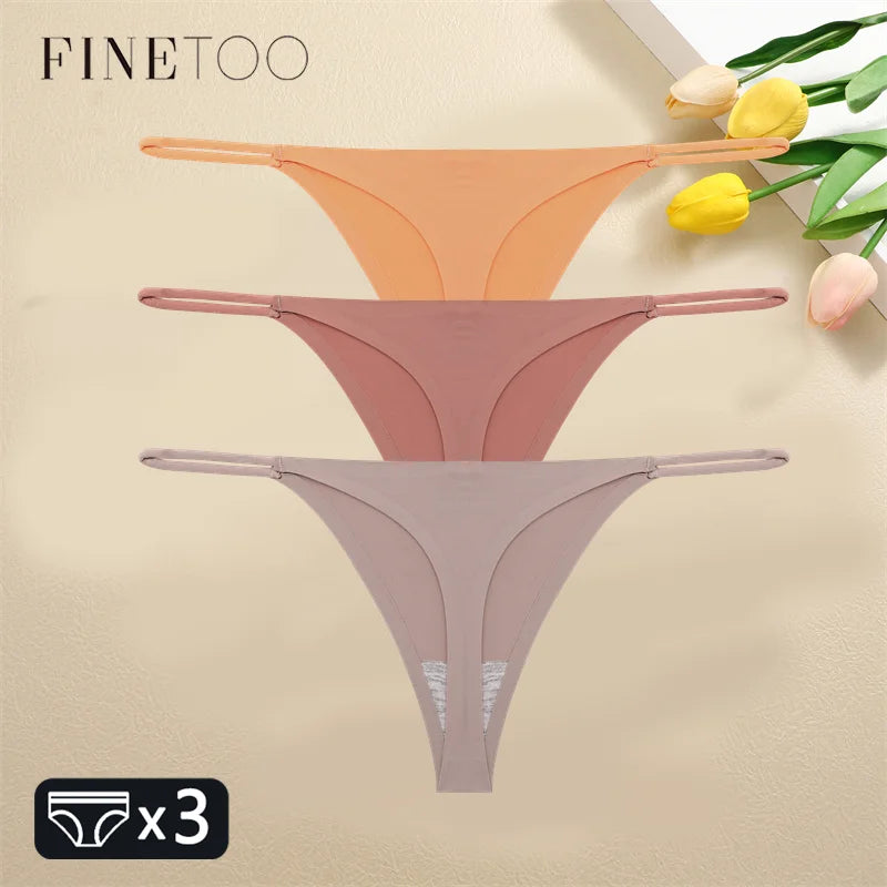 FINETOO 1PCS Women Seamless Thongs – Sexy Low Waist Bikini Panties, Traceless T-Back, XS-XL