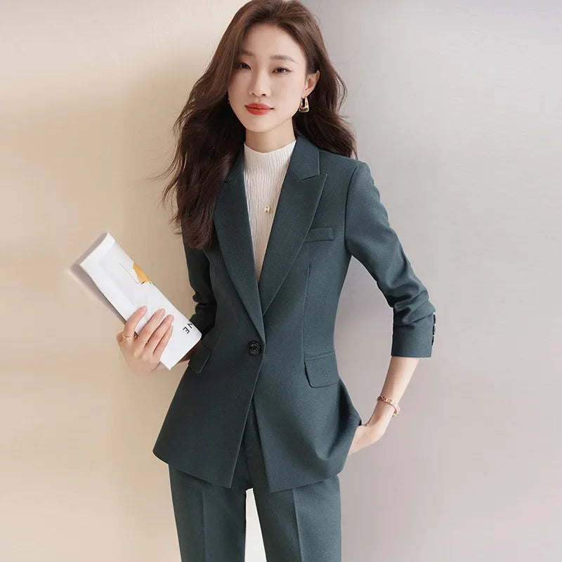 Zihong Women’s Grey Suit Set – High-End Elegant Autumn Fashion Outfit