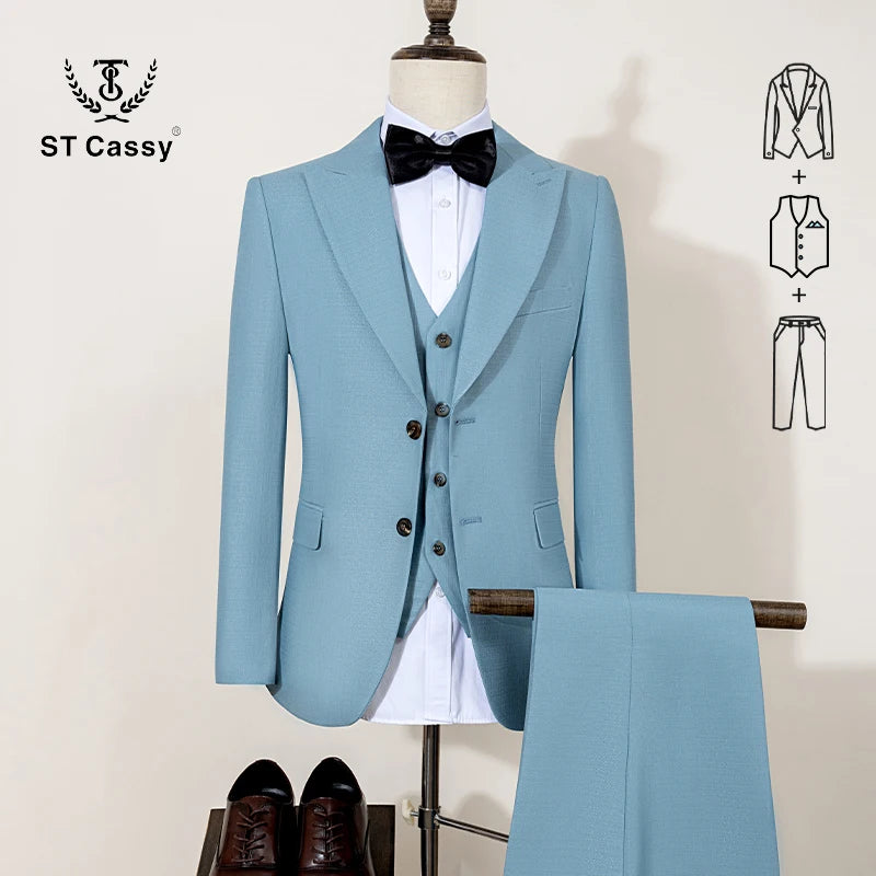 ST Cassy Men's Blue-Gray 2-Button Blazer – Modern Office Wear with Luxe Craftsmanship