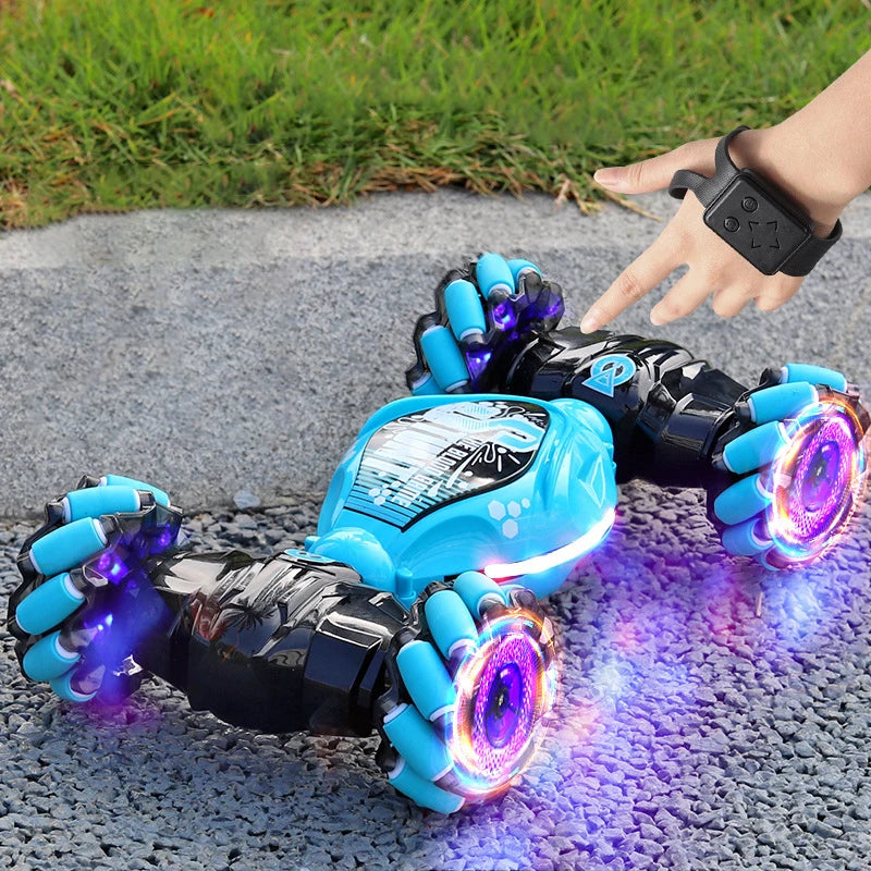 Gesture-Controlled RC Stunt Car – 360° Rotating, LED Lights, Dual Control Modes, All-Terrain Drift & Climb – Ideal Gift for Kids & Adults