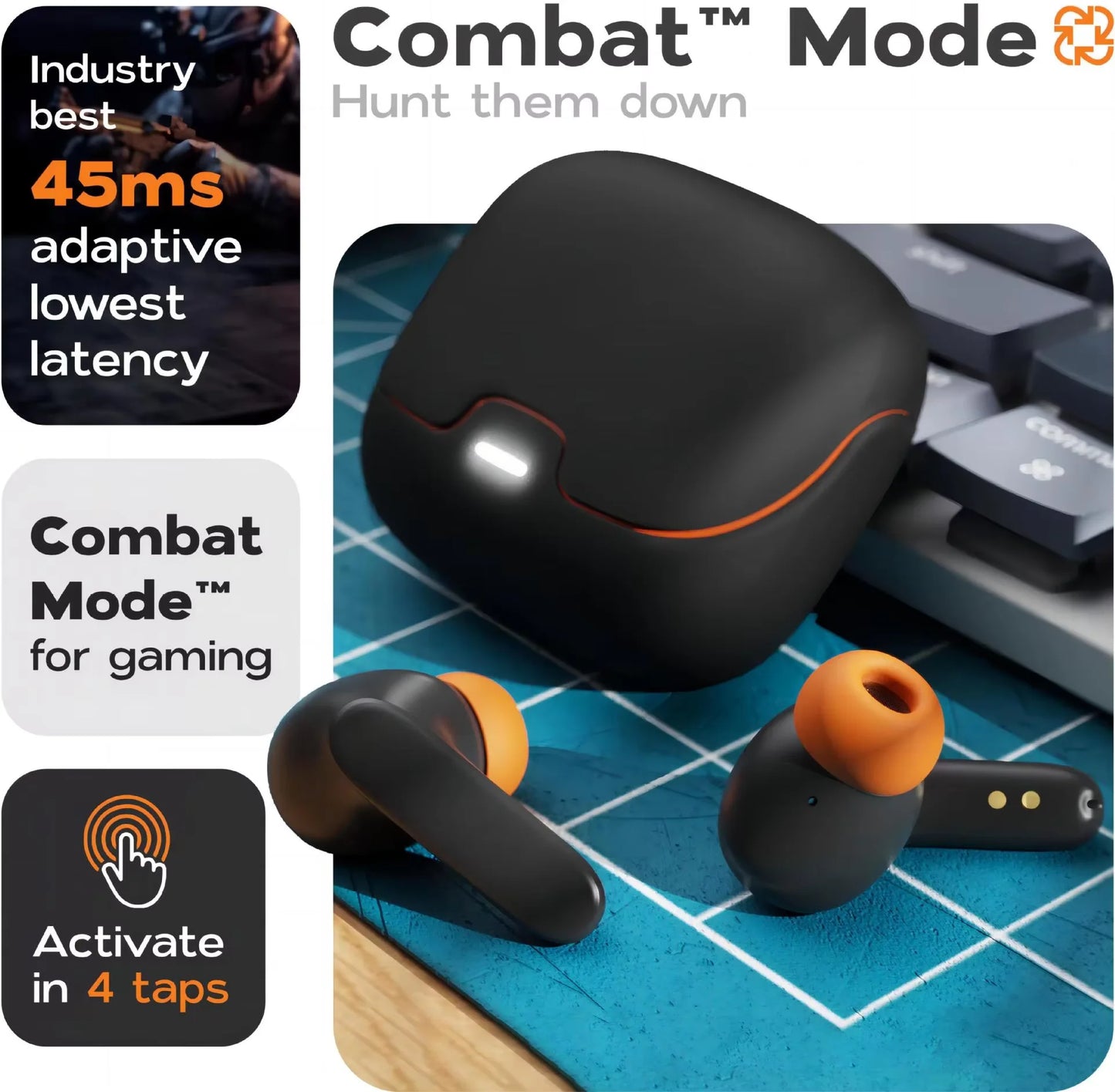 سماعات أذن لاسلكية بتقنية بلوتوث TWS مقاس 5.4 بوصة | سماعات أذن لاسلكية فائقة الهدوء مع ميكروفون مزدوج وتقنية إلغاء الضوضاء ENC للرياضة