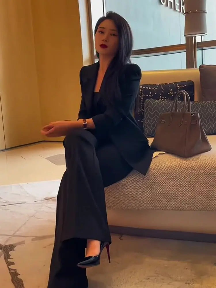 Women’s Blazer & Pant Set – 2-Piece Professional Autumn Winter Office Suit