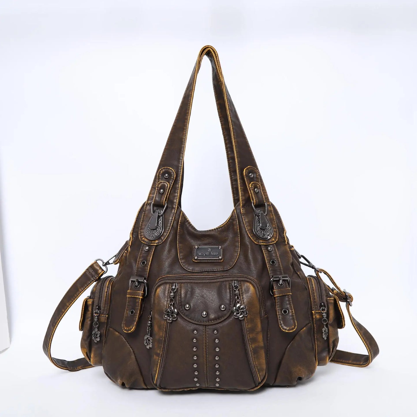 حقيبة يد نسائية من جلد البولي يوريثان من Angel kiss - حقيبة كتف أنيقة، حقيبة كبيرة وحقيبة يد كبيرة