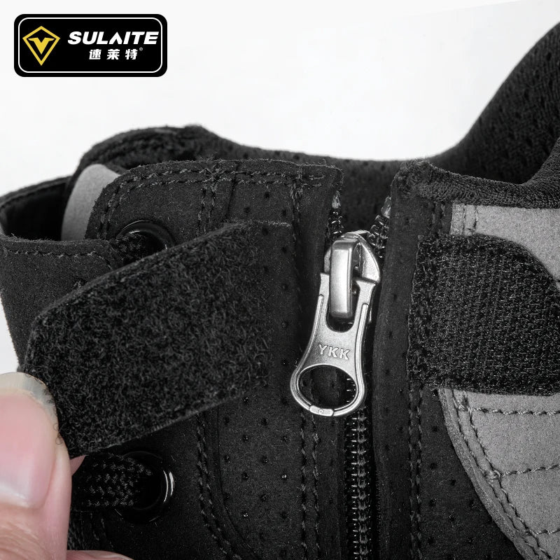 أحذية دراجات نارية للرجال - أحذية ركوب قابلة للتنفس ومقاومة للسقوط مع وسادة ناقل الحركة وتصميم عاكس ونعل مطاطي لسباقات الطرق