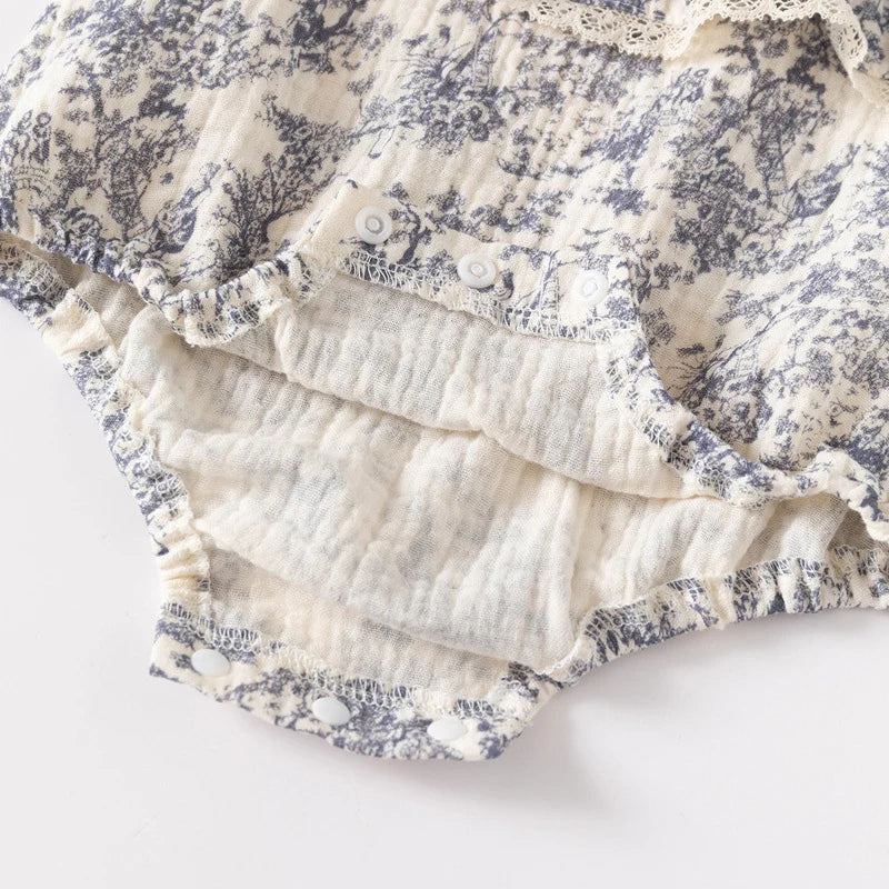 Baby Girl Romper Set Long Sleeve Cotton Korean Style Outfit with Hat 0-24M