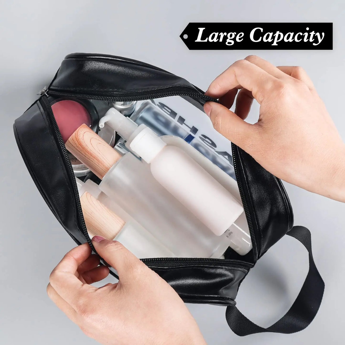 Portable Toiletry Bags with Handle | Translucent Waterproof Travel Makeup Bag for Women | Large Capacity Cosmetic Bag