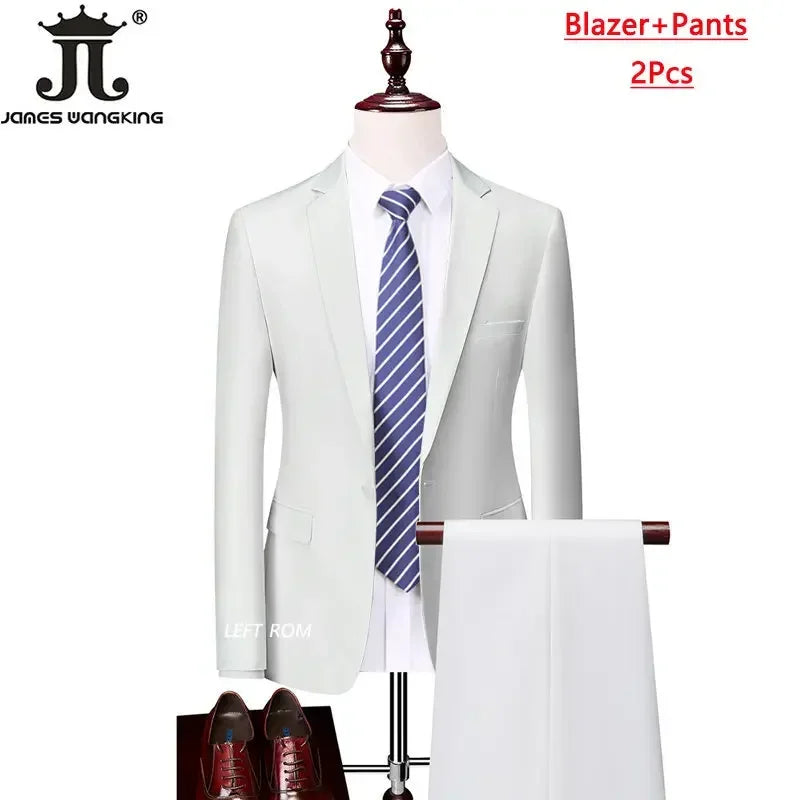M-6XL 15 Colors Men's 3-Piece Formal Suit – Jacket, Vest & Pants for Business, Groom & Wedding