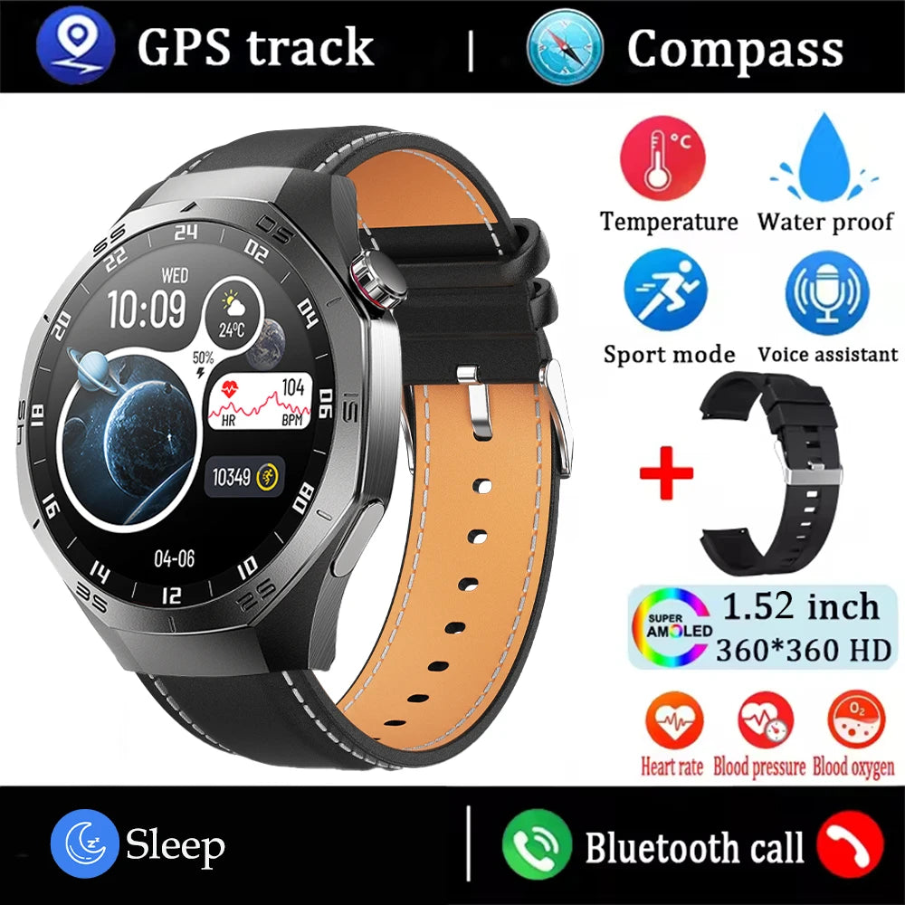 2025 Smart Watch for Men – AMOLED Screen, GPS, Heart Rate, Bluetooth Calls & Waterproof