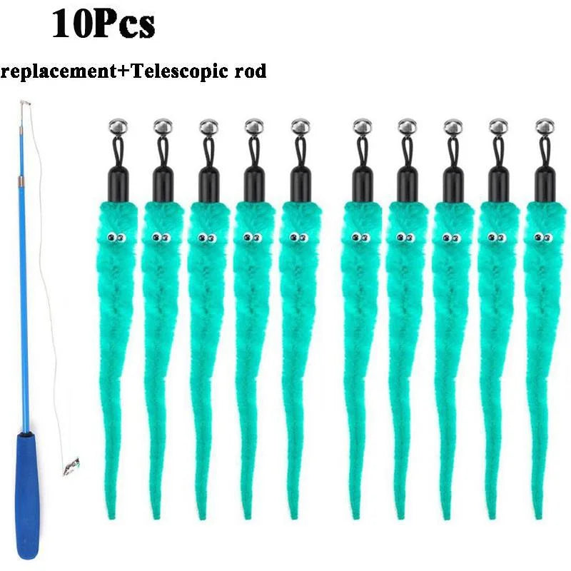 Plush Cat Worm Toy Refill Set – Replacement Heads for Teaser Wands (5/6/10/11 Pcs)