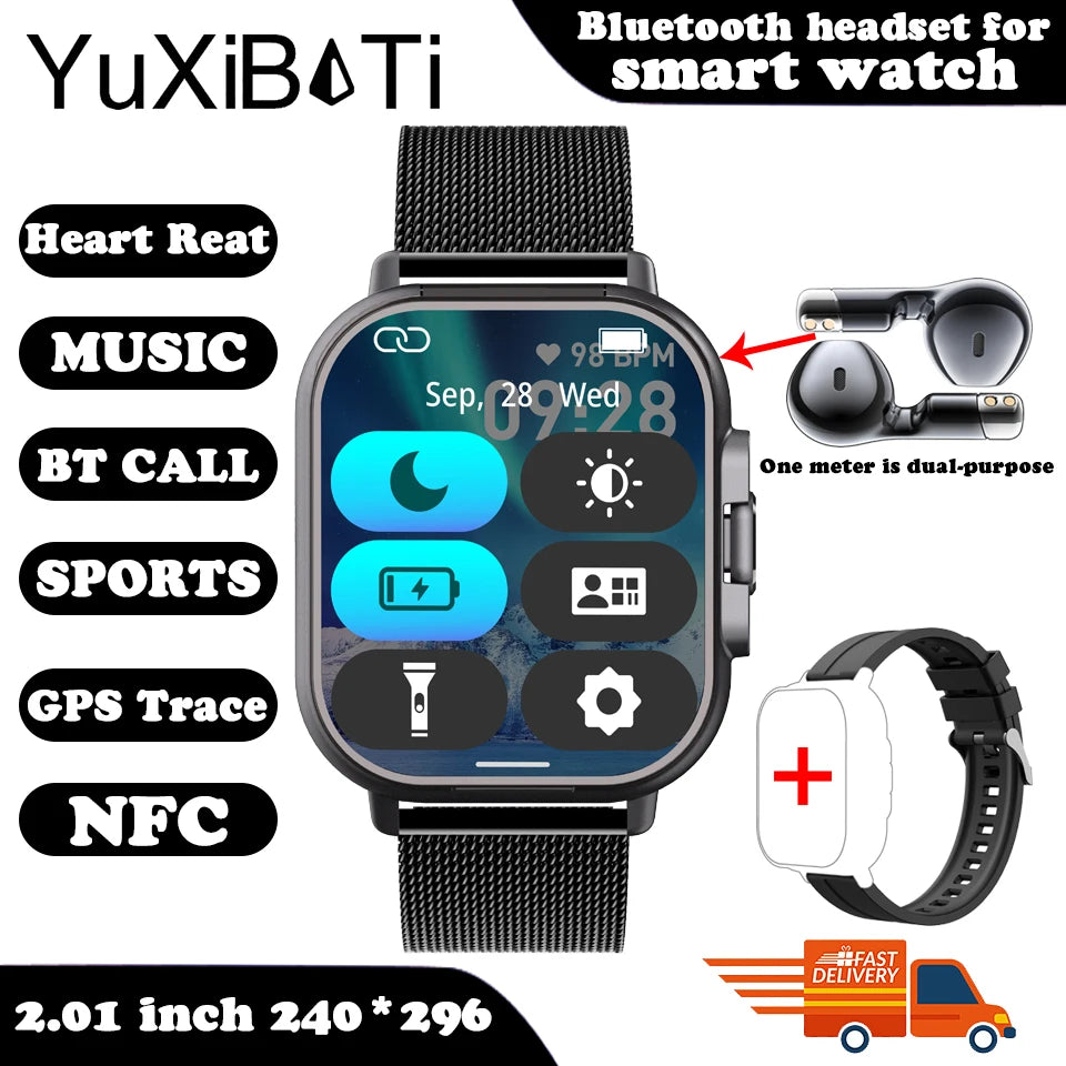 TWS 2-in-1 Smart Watch with Earphones – Wireless Bluetooth Call, Health Monitor, Fitness Tracker, Sports Smartwatch