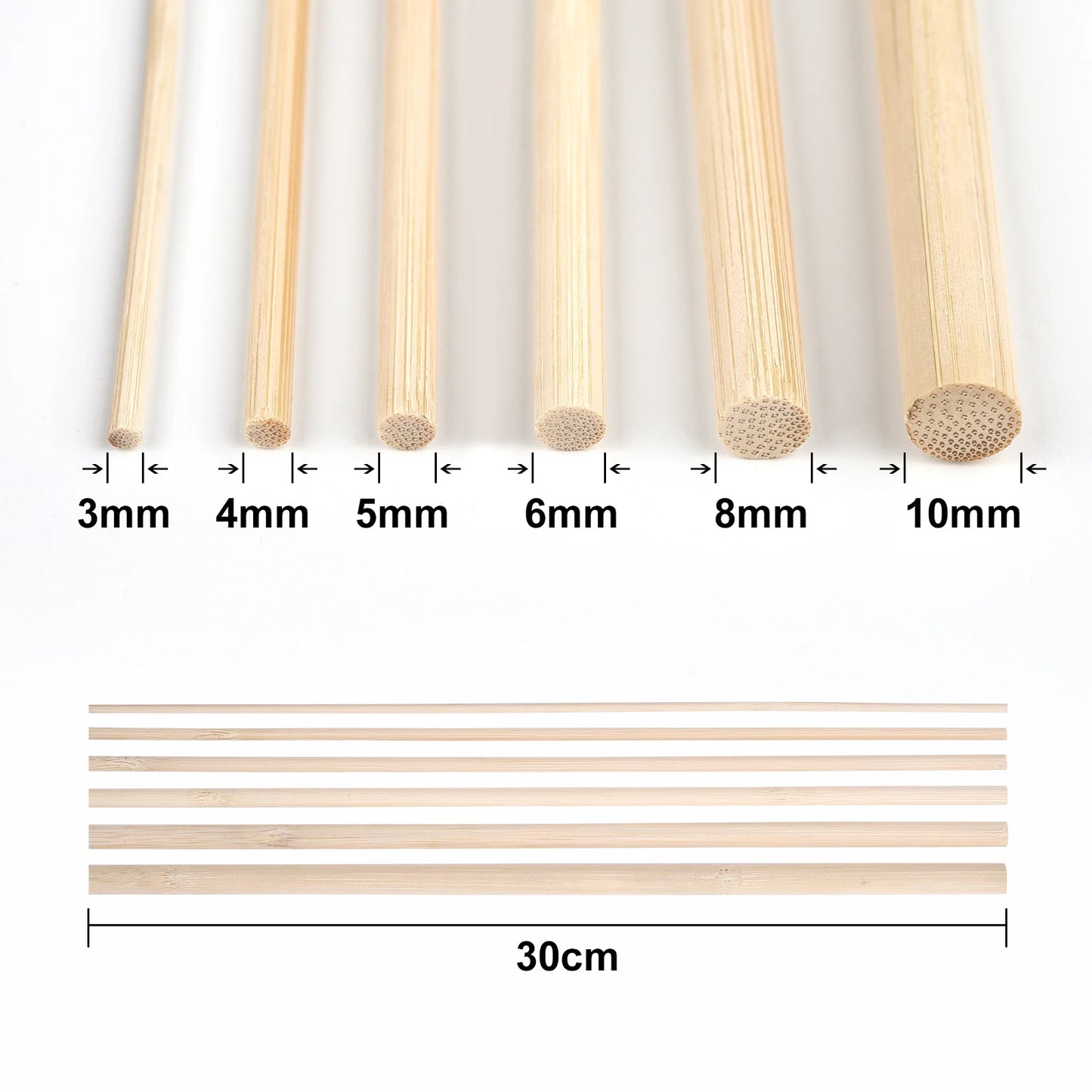 20–50pcs 30cm Round Wooden Bamboo Sticks – DIY Craft Material for Handmade Projects, Model Building & Woodworking