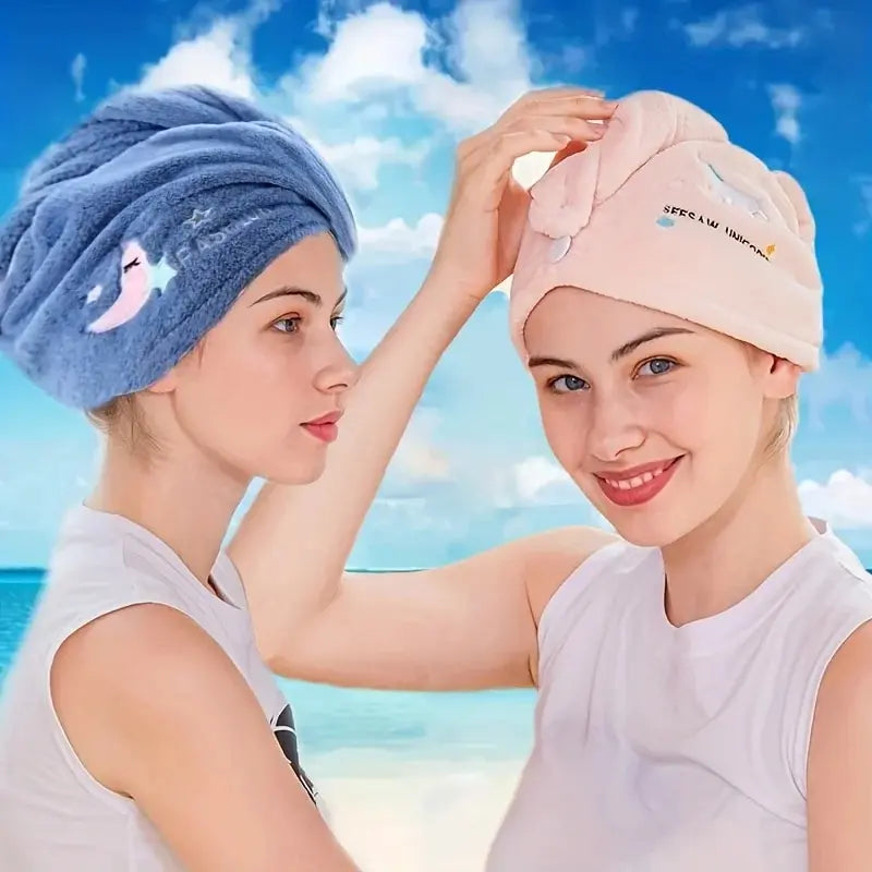 Quick Dry Hair Hat – Super Absorbent Soft Hair Towel Wrap for Women Girls Cute Bathroom Bonnet