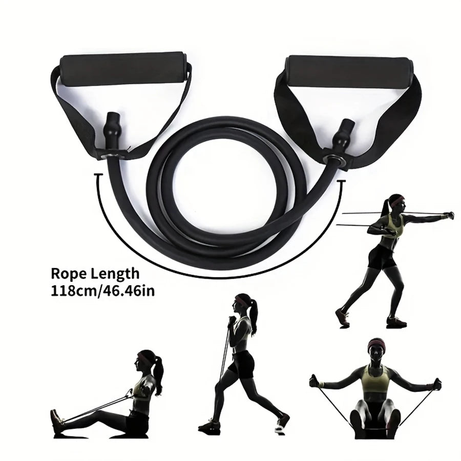 4-Level Resistance Bands with Handles | Home Workout & Strength Training Bands for Yoga & Pilates