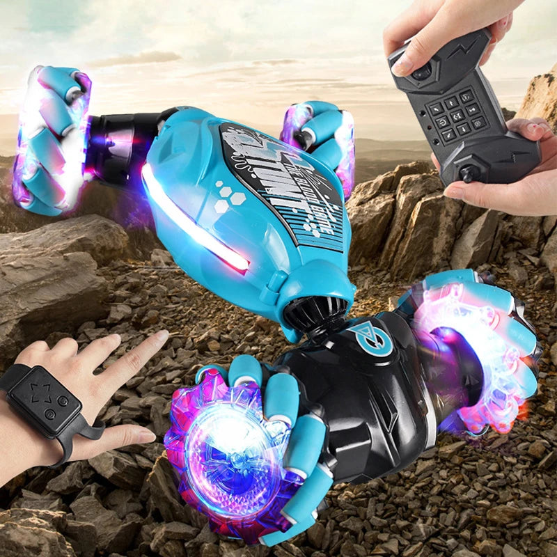 Gesture-Controlled RC Stunt Car – 360° Rotating, LED Lights, Dual Control Modes, All-Terrain Drift & Climb – Ideal Gift for Kids & Adults