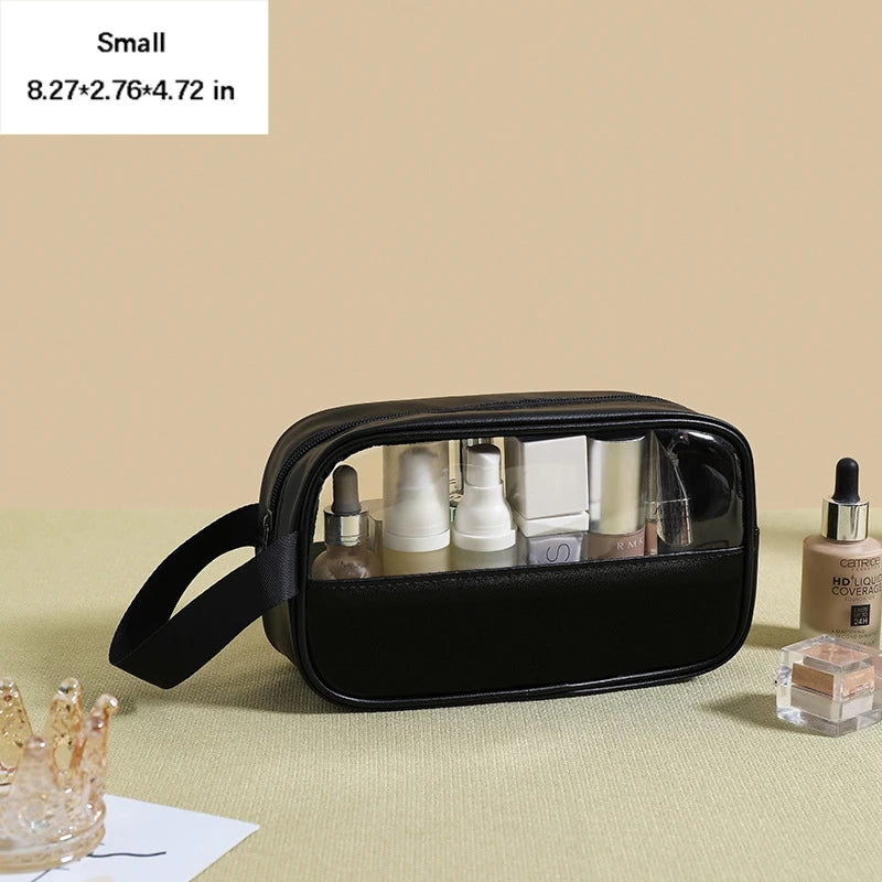 Portable Toiletry Bags with Handle | Translucent Waterproof Travel Makeup Bag for Women | Large Capacity Cosmetic Bag
