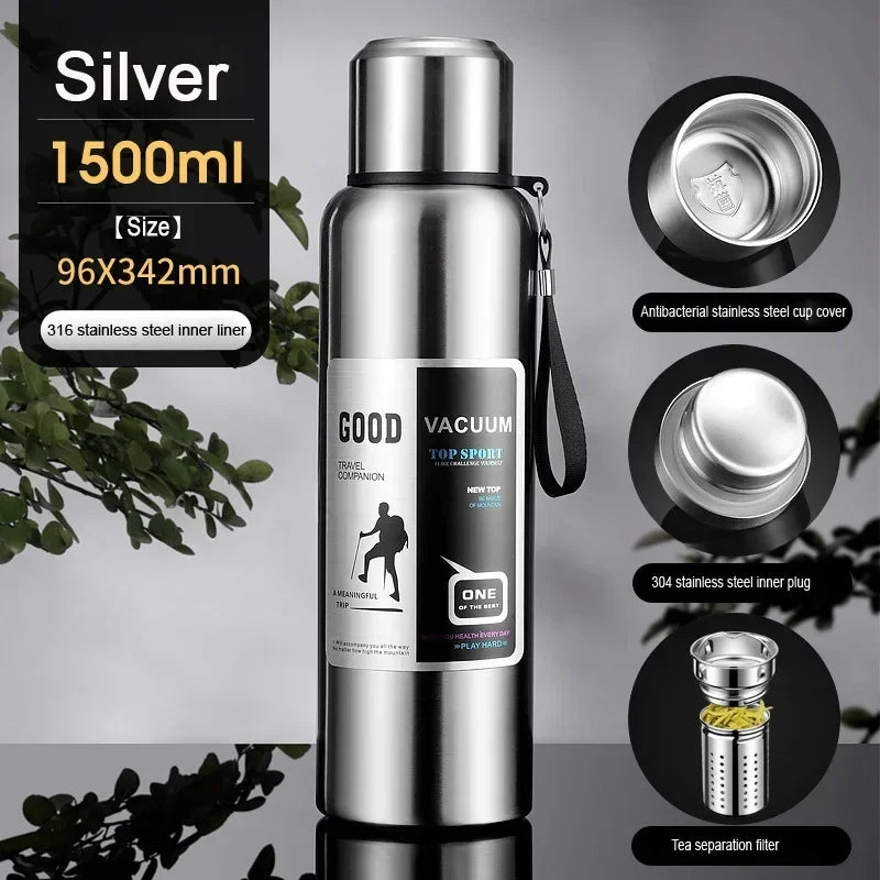 Large Capacity Stainless Steel Thermos Tumbler – Vacuum Insulated Travel Mug for Hot & Cold Coffee, Tea & Water