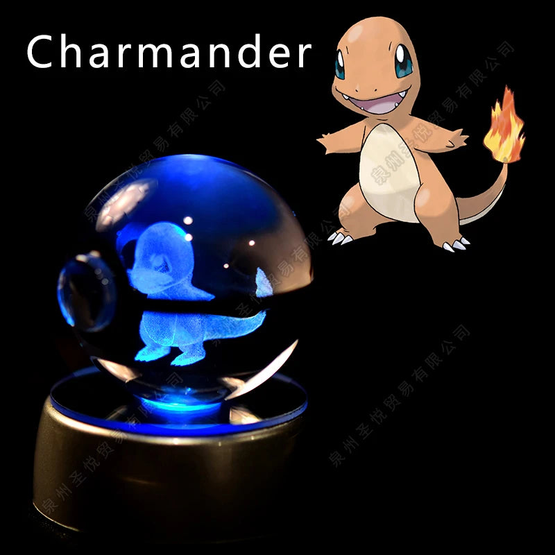Pokémon 3D Crystal Ball Night Light – Pikachu, Gengar & Mewtwo Pokéball Glass Lamp for Kids Birthday Gifts