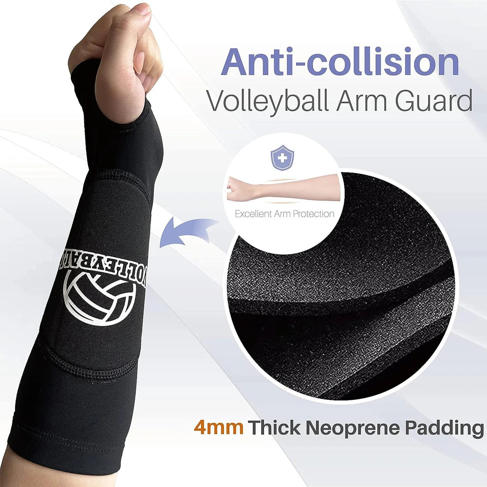 Volleyball Padded Arm Sleeves | Forearm & Wrist Support with Protection Pads – 1 Pair for Girls, Boys & Adults