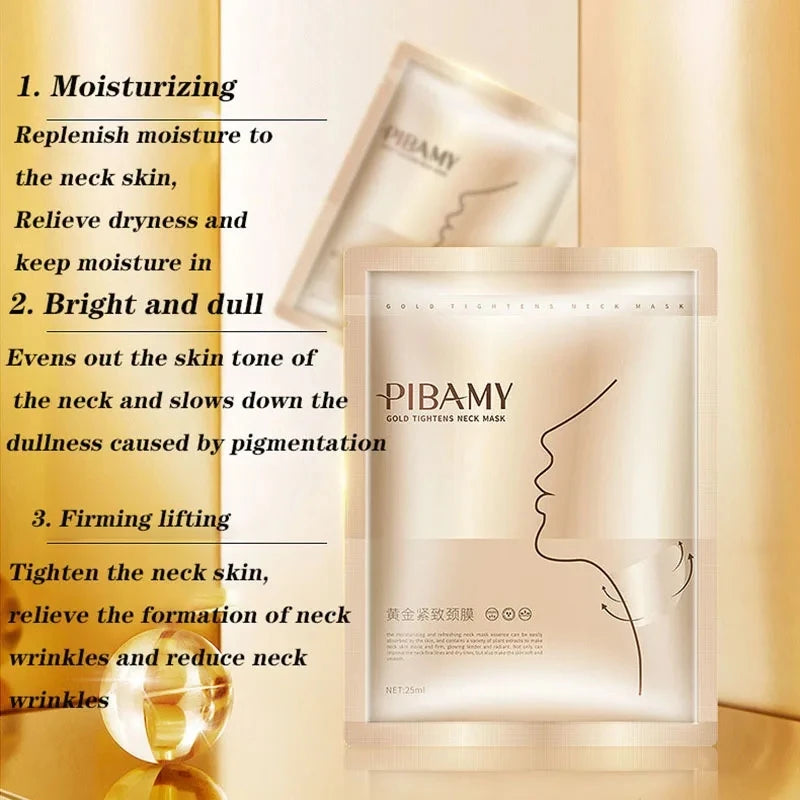 Gold Firming Neck Mask • Moisturizing, Anti-Wrinkle & Anti-Aging Skincare • Neck Beauty Mask