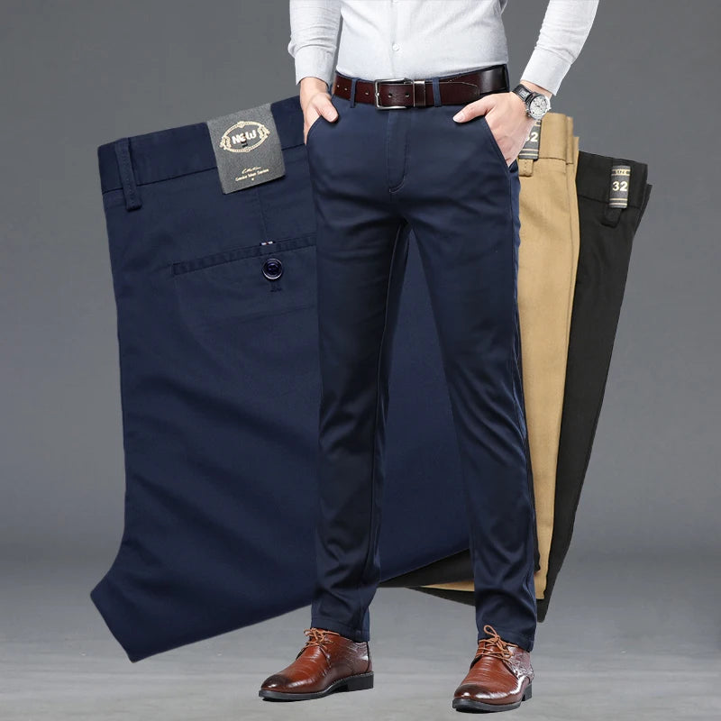 Men's Summer Thin Slim Suit Pants – Fashion Business Casual Cotton Trousers 30-40