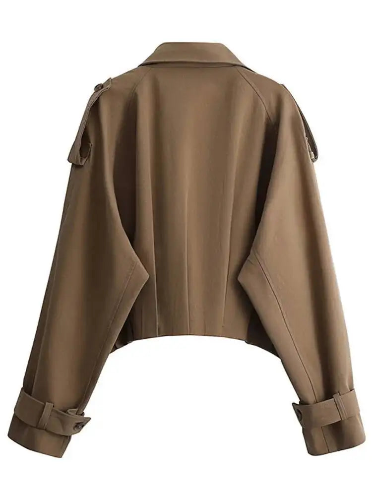 ZMEENNA Women's Cropped Trench Coat 2025 Short Jacket with Lapel Collar & Belted Cuffs for Spring