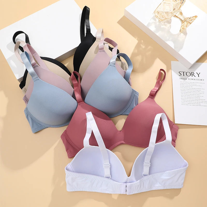 FINETOO Women’s Seamless Push Up Bra Wireless Breathable Thin Gathered Underwear
