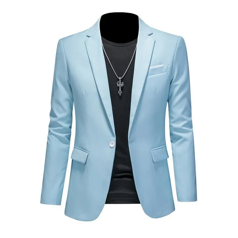 Men's High-End Solid Color Blazer – Casual Business & Groom Wedding Suit Jacket