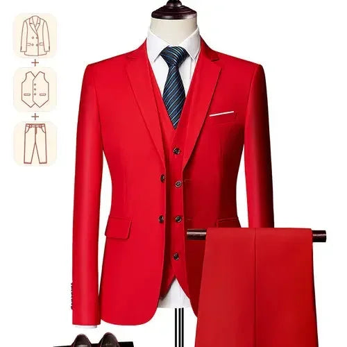 2025 Men's Business Casual Suit – Solid Color Formal Wedding & Prom Tuxedo Set