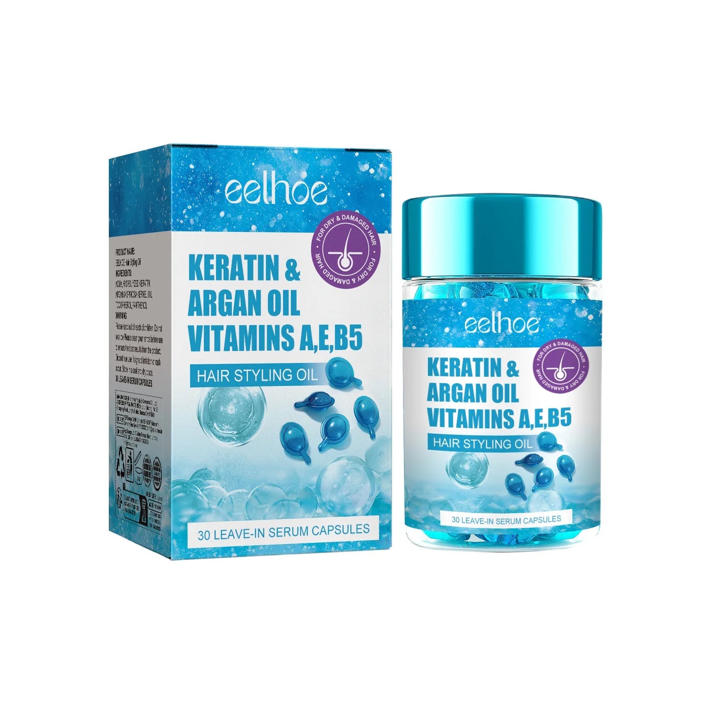 Magic Keratin Hair Vitamin Capsules with Argan Oil & Vitamins A, E, B5 – Deep Repair & Shine Boost for Dry, Frizzy Hair