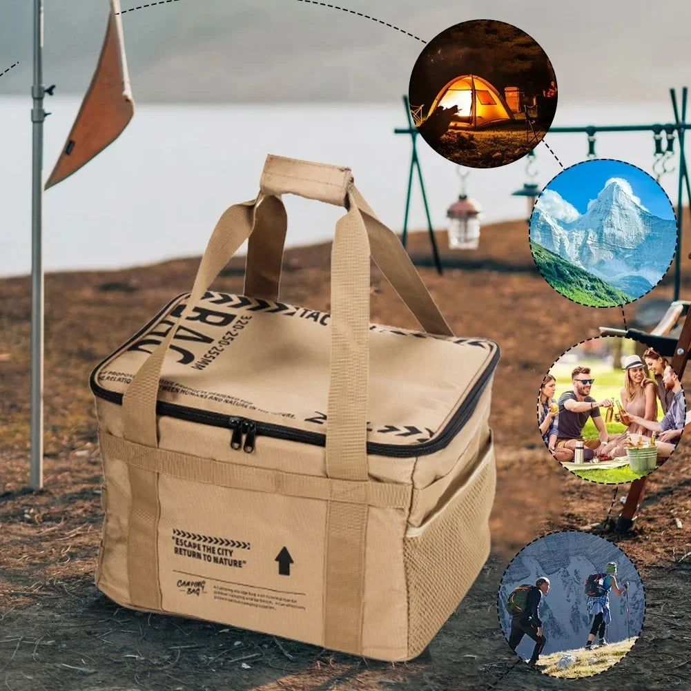 حقيبة تخزين تكتيكية للتخييم بسعة 30-42 لترًا - صندوق قابل للطي معزول ومقاوم للماء للنزهات وأدوات المائدة ومعدات الهواء الطلق
