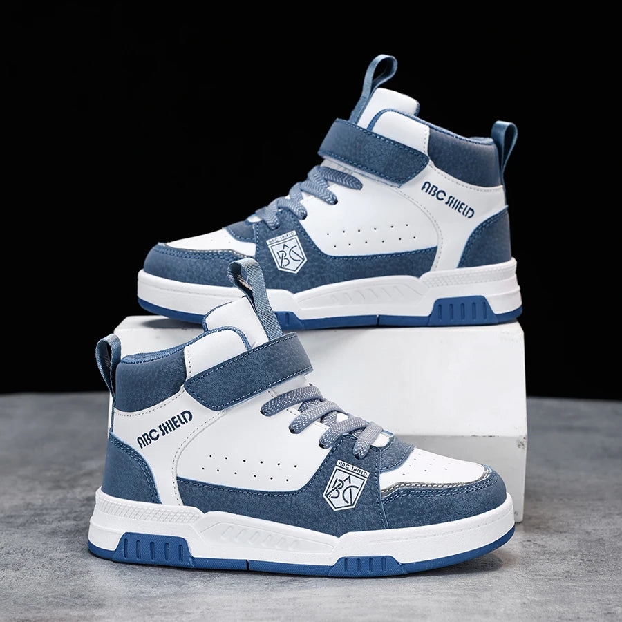 Kids High Top Sneakers | Waterproof Leather Non-Slip Sport Shoes for Boys & Girls