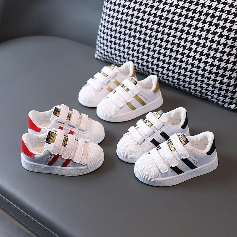 Children's Fashion Sneakers – White Non-Slip Breathable Casual Shoes for Boys, Girls & Toddlers