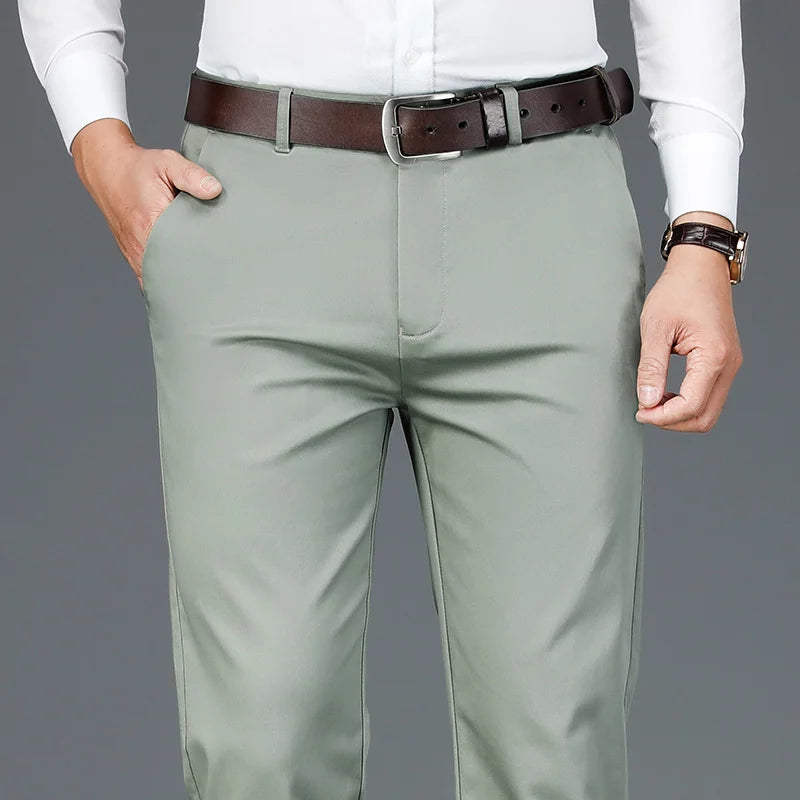 2025 Spring New Men's Bamboo Fiber Casual Pants | Classic Business Fashion Khaki Stretch Cotton Trousers | Male Brand Clothes
