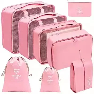 Travel Organizer Set | 8-Piece Suitcase Packing Cubes & Luggage Storage Bags for Clothes and Shoes