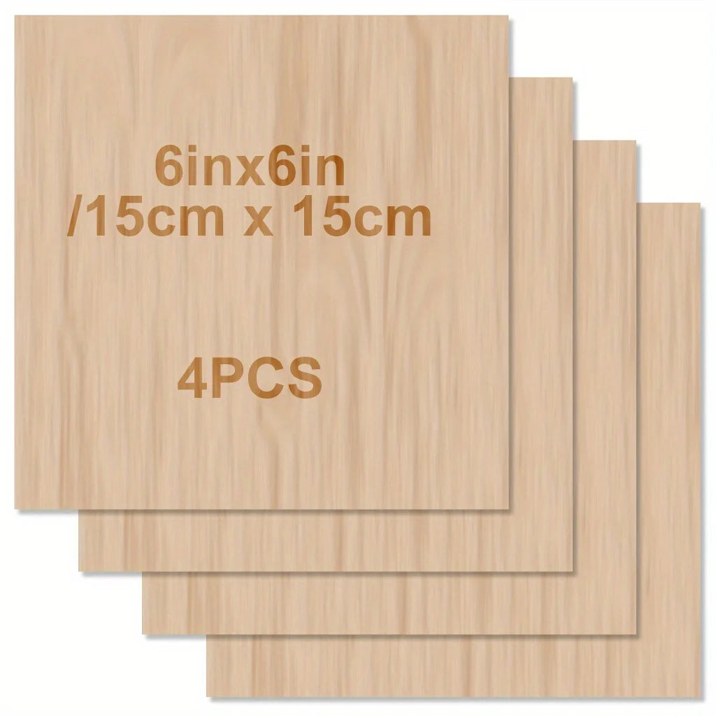 Unfinished Wood Planks – 48/32/16/8/4 Pieces, 6×6 Inch / 15×15 cm, 2mm Thick for Handicrafts & Arts Projects