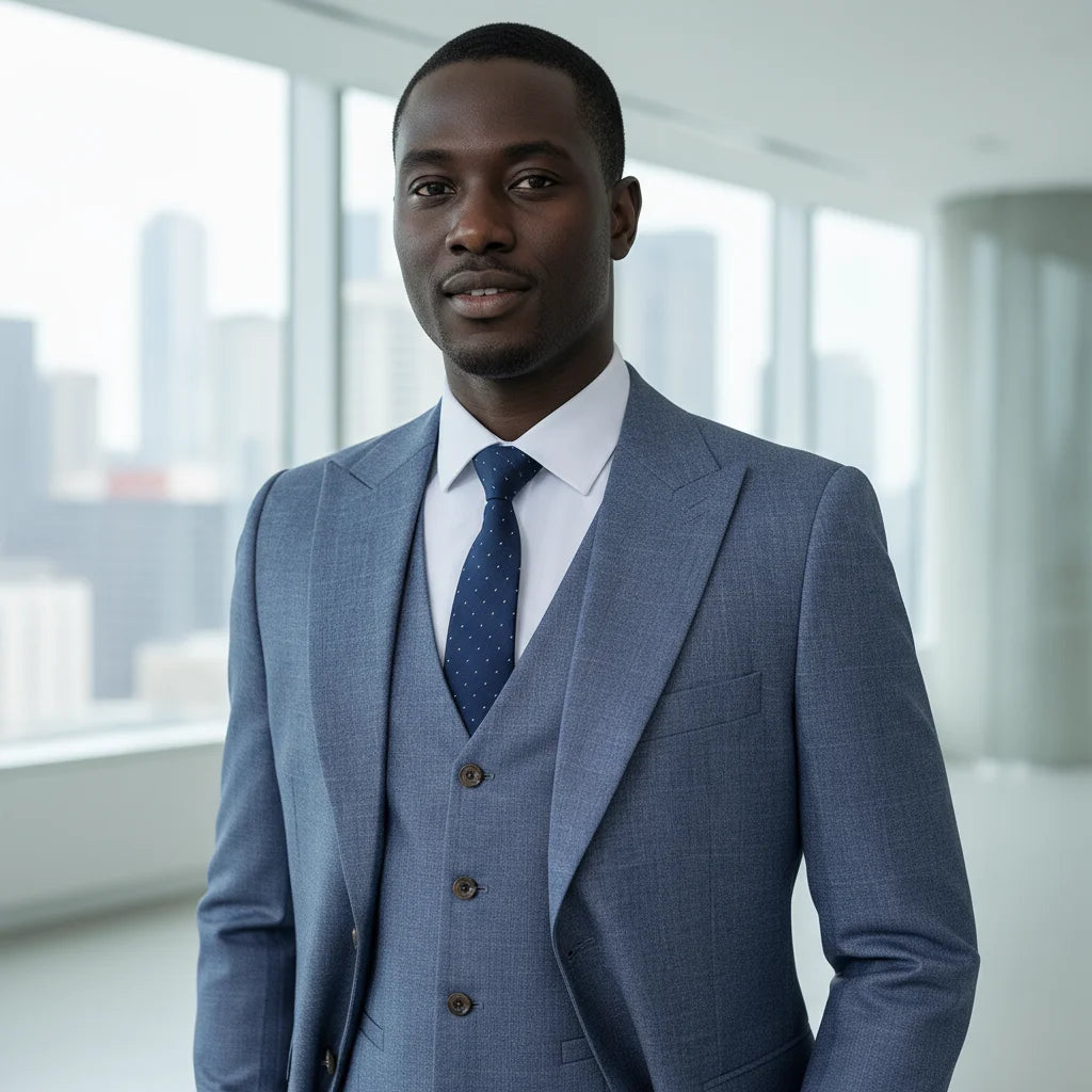 ST Cassy Men's Blue-Gray 2-Button Blazer – Modern Office Wear with Luxe Craftsmanship