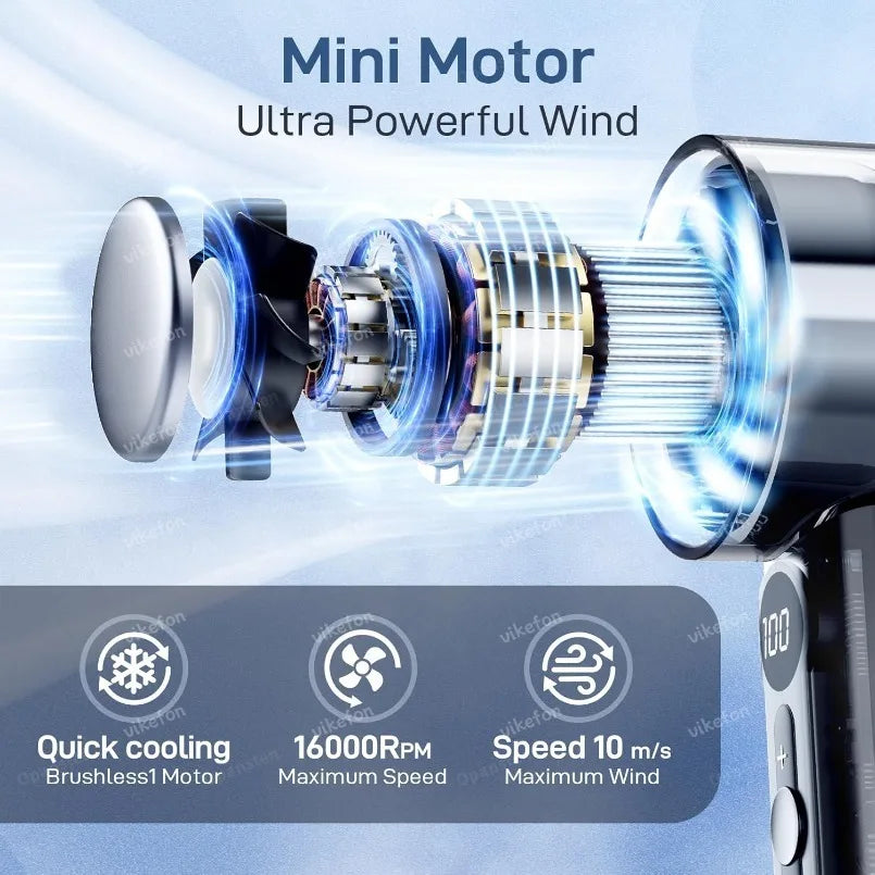 Portable Handheld Turbo Fan – 3000mAh Rechargeable Mini Fan with Ice Cooling, 100-Speed LED Digital Display for Travel & Office