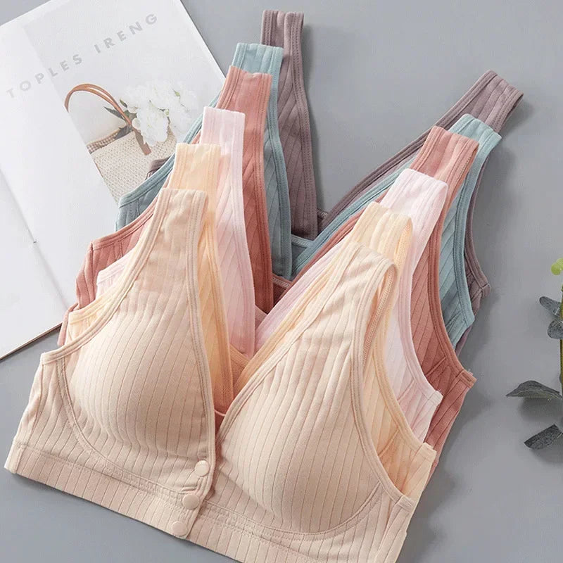 Pure Cotton Nursing Bra Women's Maternity Breastfeeding Underwear Plus Size Pregnancy Bralette