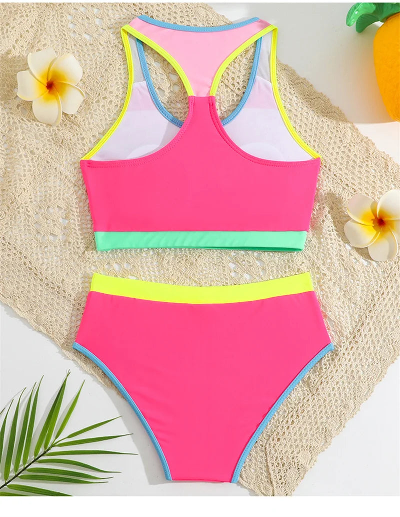 2025 Girls Two Piece Swimsuit Set Kids Fashion Beachwear Summer Outfit