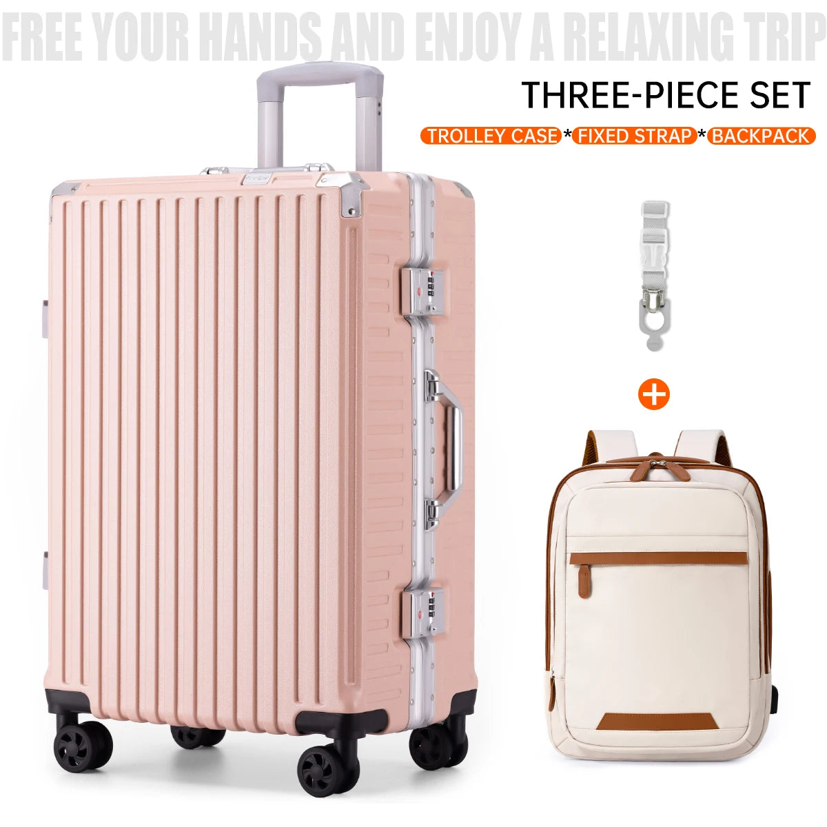Aluminum Frame Trolley Luggage | Rolling Suitcase with USB & Combination Lock | 20/24/26/28 Inch Carry-On