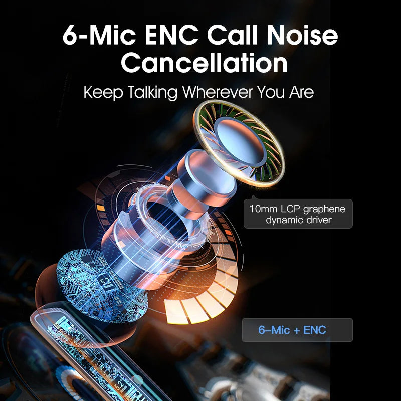 QCY HT05 ANC Wireless TWS Earphones – Bluetooth 5.2, 40dB Active Noise Cancellation, In-Ear Mics, Hands-Free Earbuds