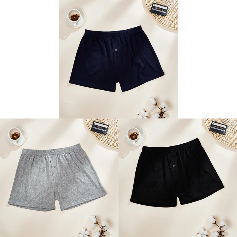 3PCS Men's Cotton Aloe Boxer Briefs | Soft Seamless Breathable Underwear | Comfortable Loose Home Leisure Panties
