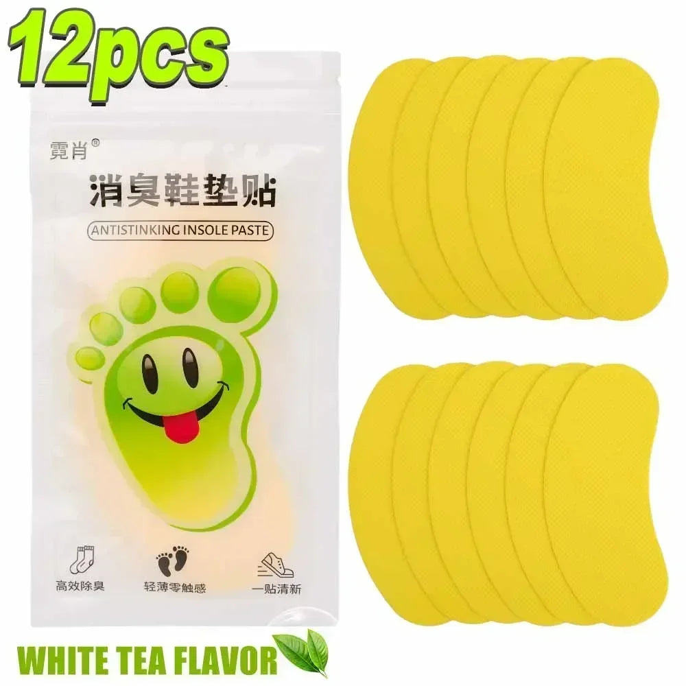 لاصقات مزيلة لرائحة الأحذية - ملصقات للعناية بالقدم برائحة الليمون المضادة للبكتيريا (١٢/١٢٠ قطعة)