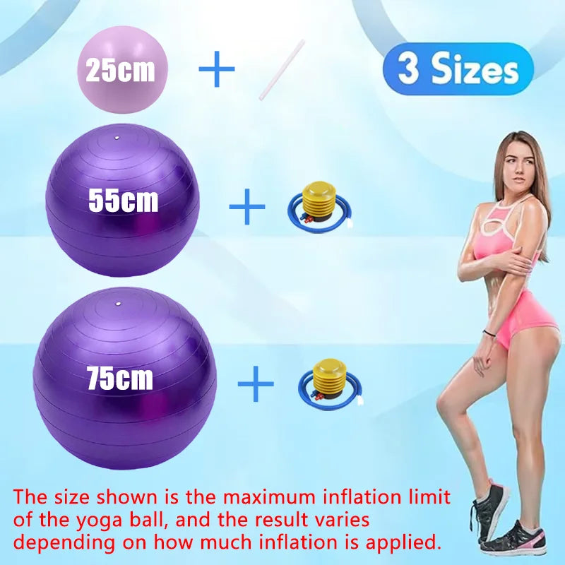 Women's Yoga Fitness Ball | Thickened Anti-Explosion Pilates Ball – 25/55/75cm for Leg & Hip Workouts