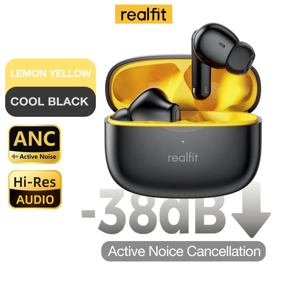 Realfit F3 ANC Bluetooth Earphones | Active Noise Cancellation, ENC Calls, HiFi Stereo & Bass Wireless Earbuds
