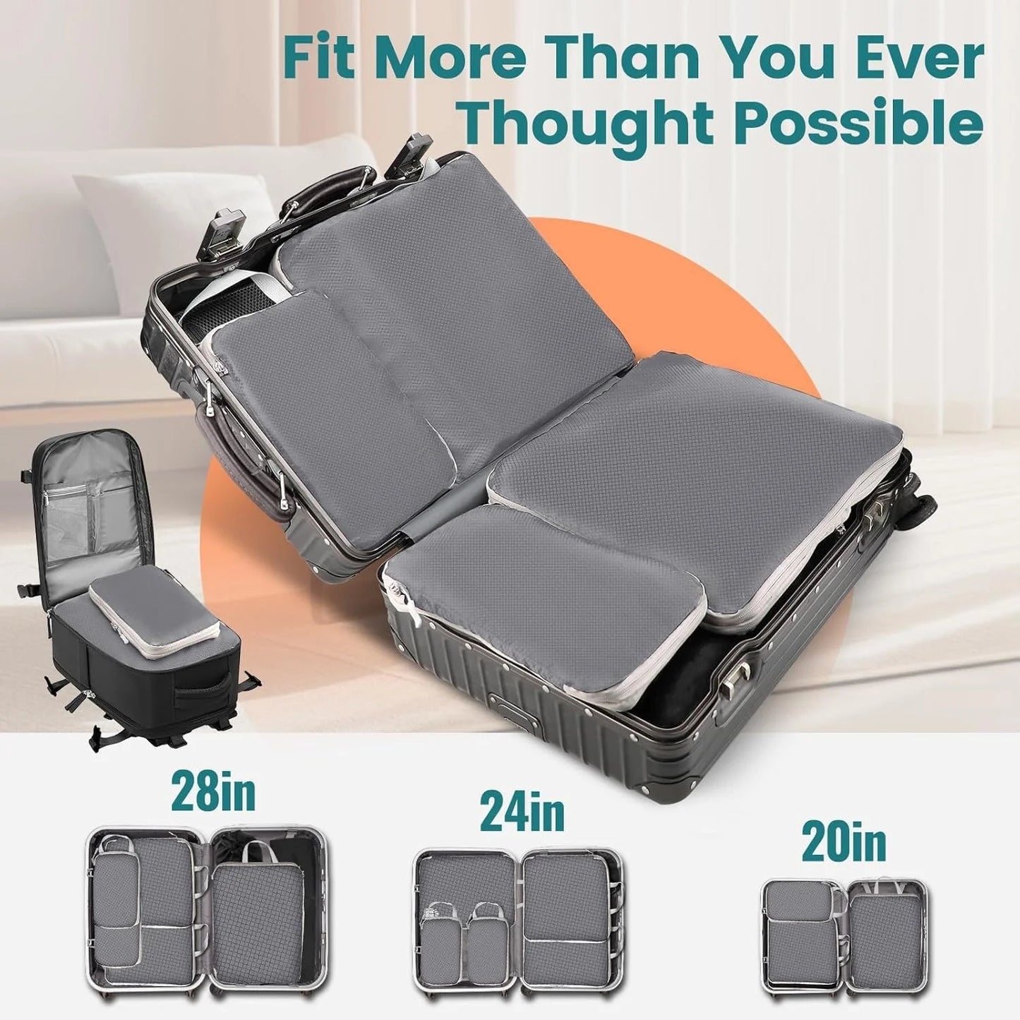 Compression Packing Cubes for Travel | Ultralight Expandable Luggage Organizers & Packing Bags