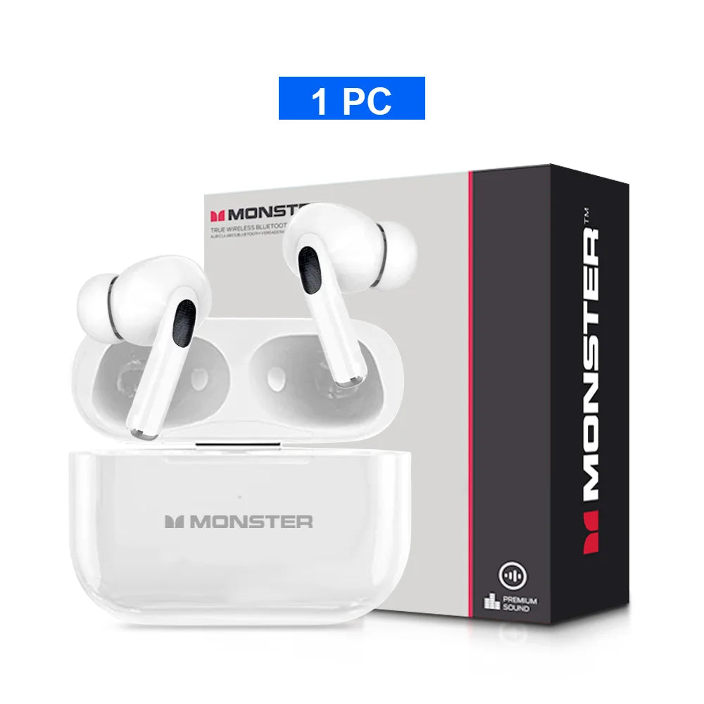 MONSTER TWS Wireless Bluetooth Earphones – HD Stereo Sound, LCD Touch Display, Sports In-Ear Headset with Charging Box