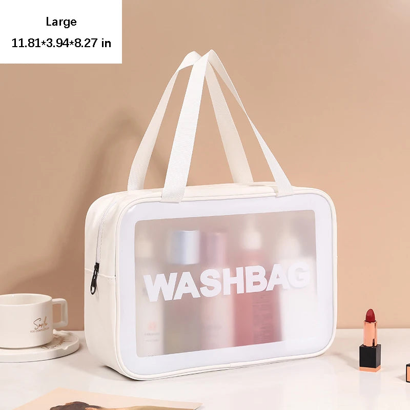 Portable Toiletry Bags with Handle | Translucent Waterproof Travel Makeup Bag for Women | Large Capacity Cosmetic Bag