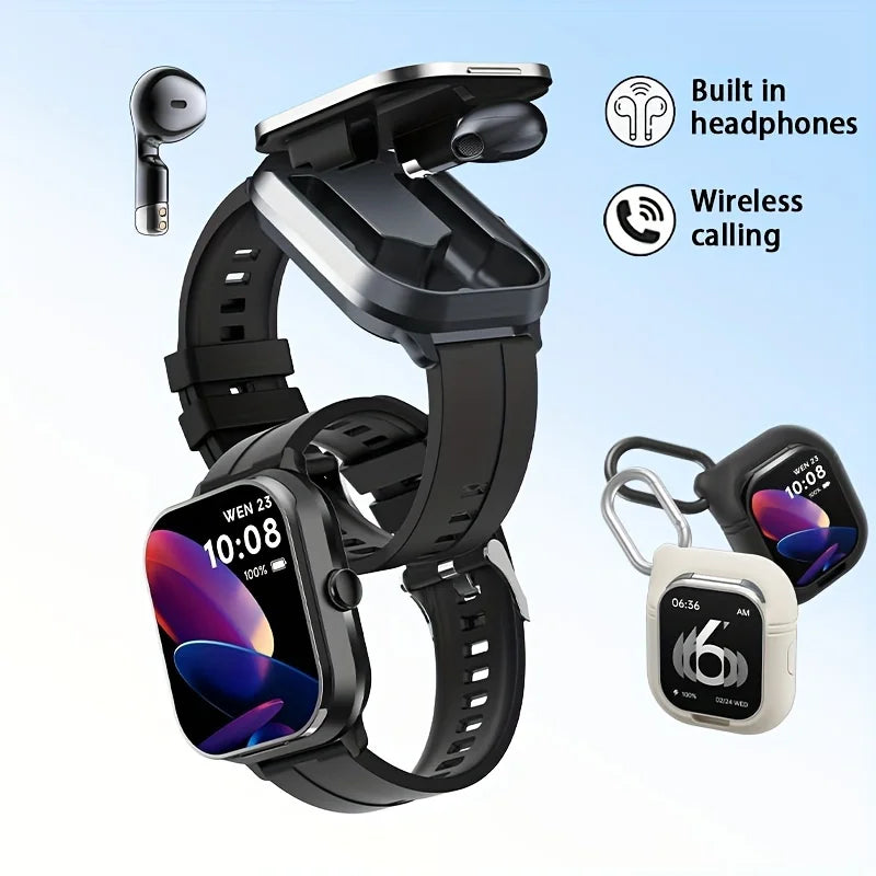 Smart Watch 2-in-1 – 2.01” HD, Waterproof, Heart Rate, SpO2, Bluetooth Earphones, Call Function