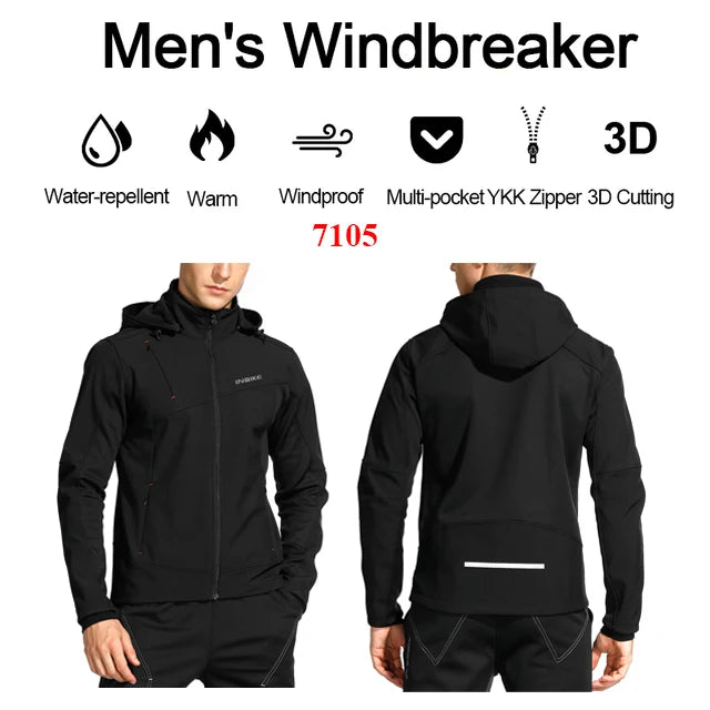 INBIKE Men’s Winter Cycling Jacket – Hooded Fleece Windproof Outdoor Coat for Hiking & Biking